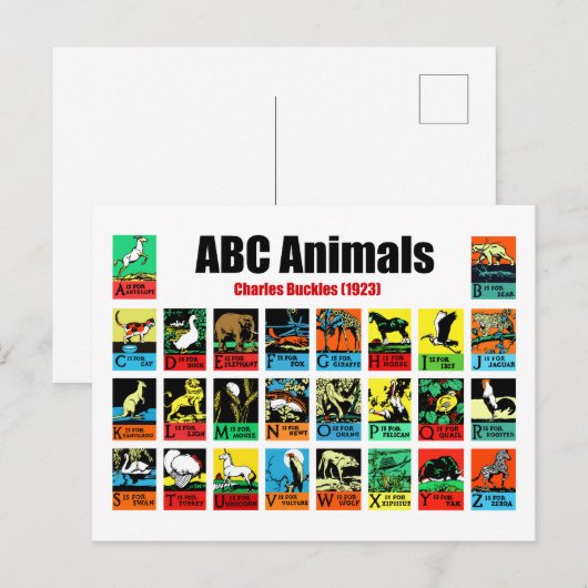 ABC Animals , Charles Buckles (1923) Postkarte (Vorne/Hinten)