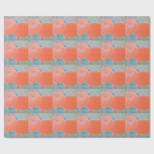 #ABC Art by Children, Pink Orange Pig Geschenkpapier (Flach)