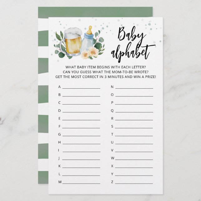 ABC Baby Alphabet Game Greenery Baby brütet (Vorne/Hinten)