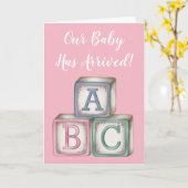 ABC Baby Blocks Grußkarte Karte (Gelbe Blume)