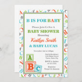 ABC Baby Dusche Einladung neutrale Babydusche (Vorne/Hinten)