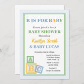 ABC Baby Dusche Einladung neutrale Babydusche (Vorne/Hinten)
