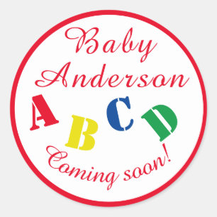 ABC Baby Dusche Runder Aufkleber