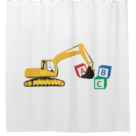ABC Baggerbauwagen Duschvorhang (Vorderseite)