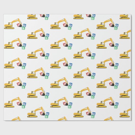 ABC Baggerbauwagen Geschenkpapier (Flach)