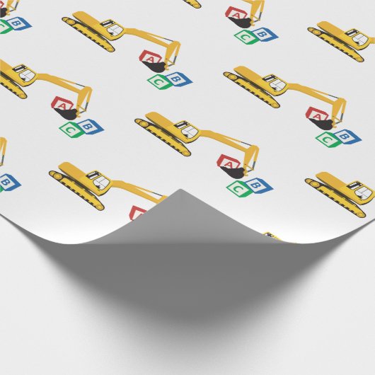 ABC Baggerbauwagen Geschenkpapier (Ecke)