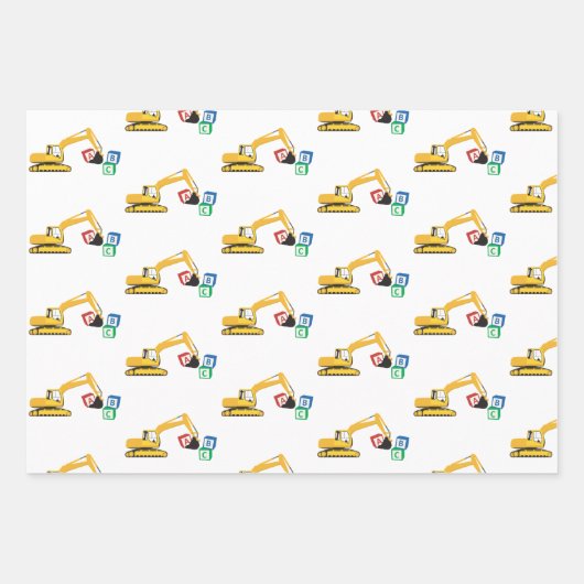 ABC Baggerbauwagen Geschenkpapier Set (Vorderseite)