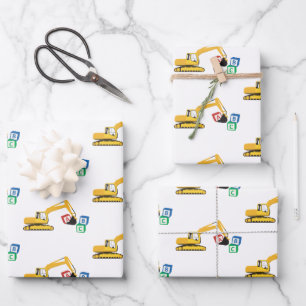 ABC Baggerbauwagen Geschenkpapier Set