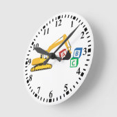 ABC Baggerbauwagen Runde Wanduhr (Winkel)