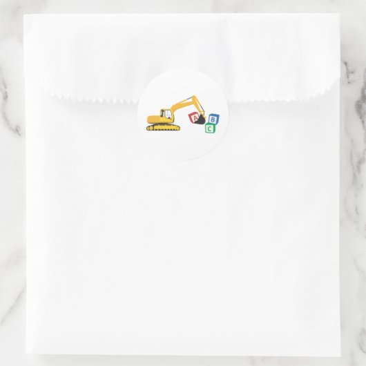 ABC Baggerbauwagen Runder Aufkleber (Tasche)
