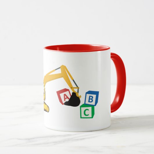 ABC Baggerbauwagen Tasse (VorderseiteRechts)