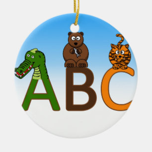 ABC beschriftet niedliche Cartoontierillustration Keramik Ornament
