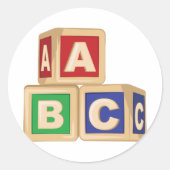 ABC-Blöcke Runder Aufkleber (Vorderseite)