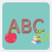 ABC Bookworm Quadratischer Aufkleber (Vorderseite)