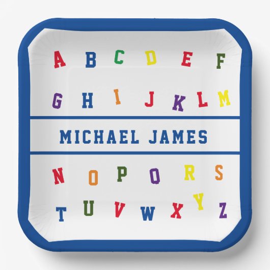 ABC Boy Baby Shower Paper Plate Pappteller (Vorderseite)