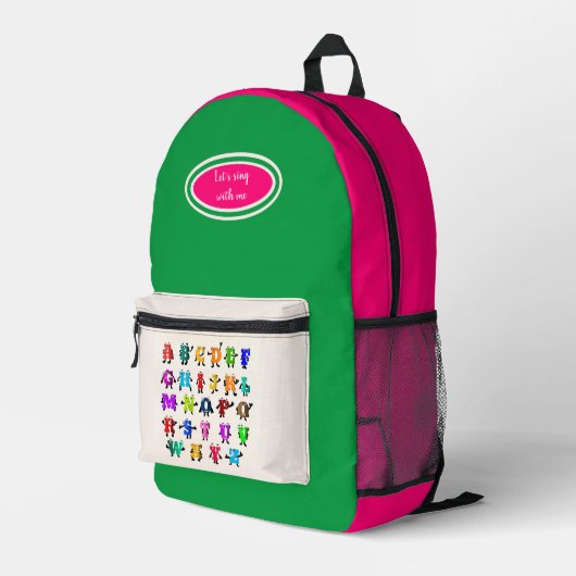ABC-Buchstaben Bedruckter Rucksack (Rückseitige Ecke Rechts)