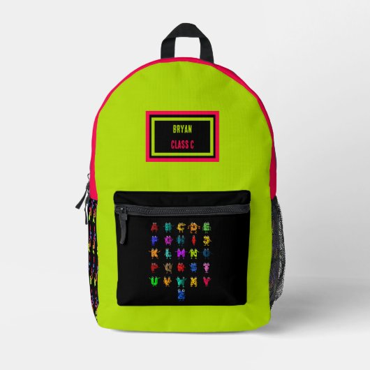 ABC-Buchstaben Bedruckter Rucksack (Vorderseite)