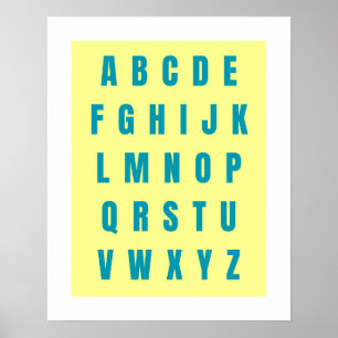 ABC Chart, A to Z Poster, Kinderzimmer Room Art Poster