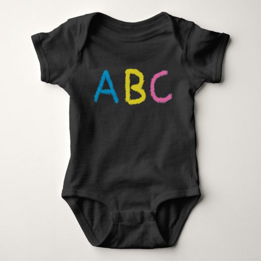 ABC Colored Chalk Letters Baby Strampler (Vorderseite)