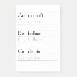 ABC, das Praxis-Alphabet-Arbeitsblatt-Notizblock Post-it Klebezettel