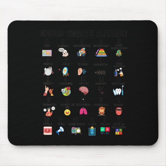 Abc Der Sprachtherapie Alphabet Sprach Sprachthera Mousepad (Vorne)