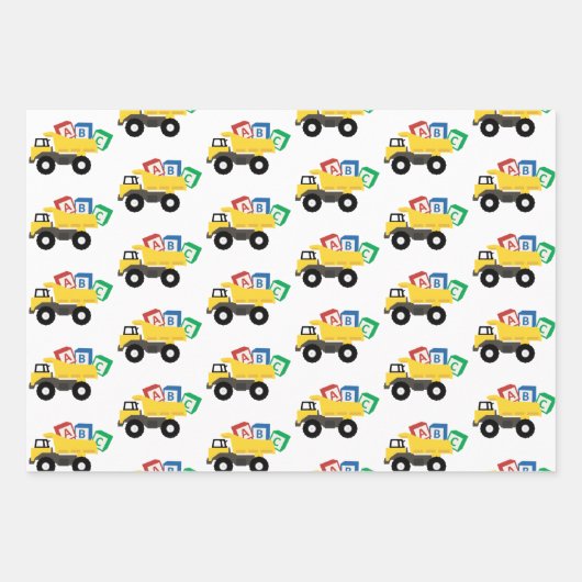 ABC Dump Truck Construction Trucks Geschenkpapier Set (Vorderseite 2)