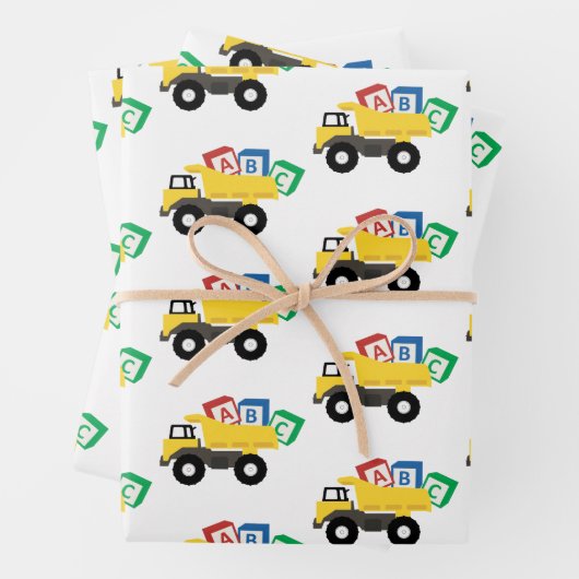 ABC Dump Truck Construction Trucks Geschenkpapier Set (Beispiel)