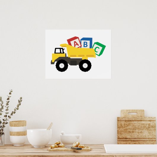 ABC Dump Truck Construction Trucks Poster (Küche)