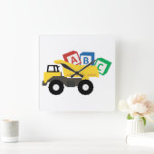 ABC Dump Truck Construction Trucks Quadratische Wanduhr (Zuhause)