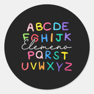 Abc Elemeno Kindergarten Lehrer Boy Girl Kid Back Runder Aufkleber