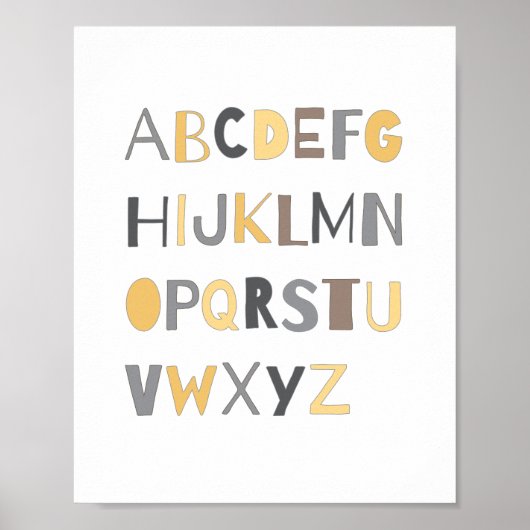 ABC Farbenfrohe Alphabet Kinderzimmer Art Deco | J Poster (Vorne)