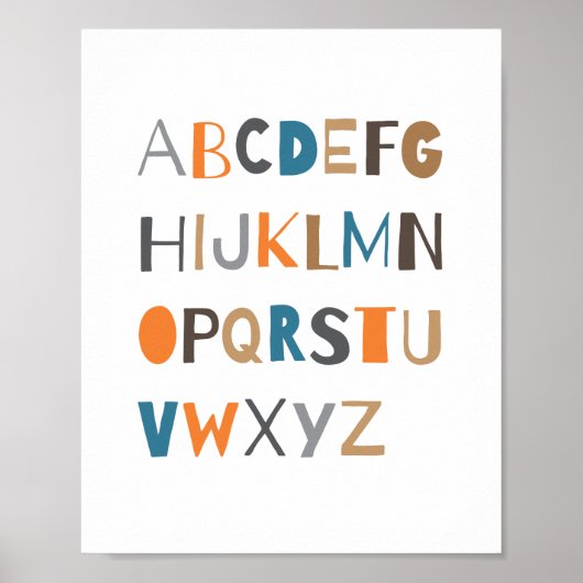 ABC Farbenfrohe Alphabet Kinderzimmer Art Deco | J Poster (Vorne)