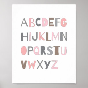 ABC Farbenfrohe Alphabet Kinderzimmer Art Deco   M Poster