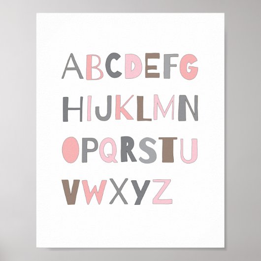 ABC Farbenfrohe Alphabet Kinderzimmer Art Deco | M Poster (Vorne)