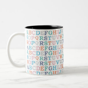 ABC farbenfrohe Cutes Kinderzimmer Alphabet. Zweifarbige Tasse