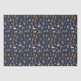 ABC Farm Life in Navy Seidenpapier