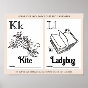 ABC Flashcards Baby Shooting Coloring Activity She Poster