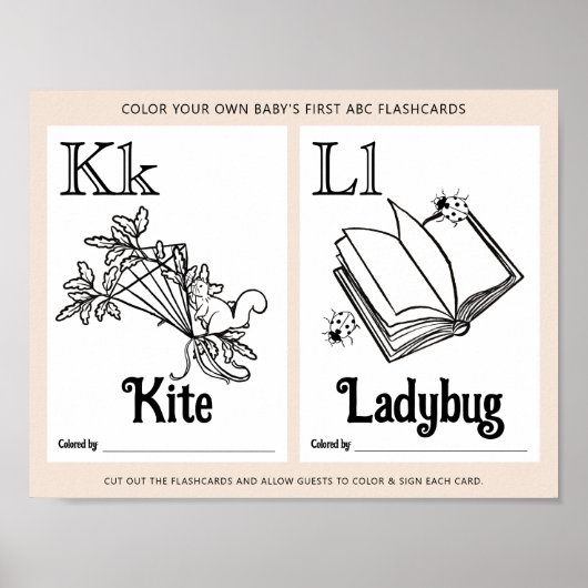 ABC Flashcards Baby Shooting Coloring Activity She Poster (Vorne)