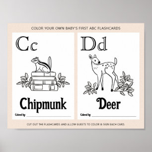 ABC Flashcards Baby Shooting Coloring Activity She Poster