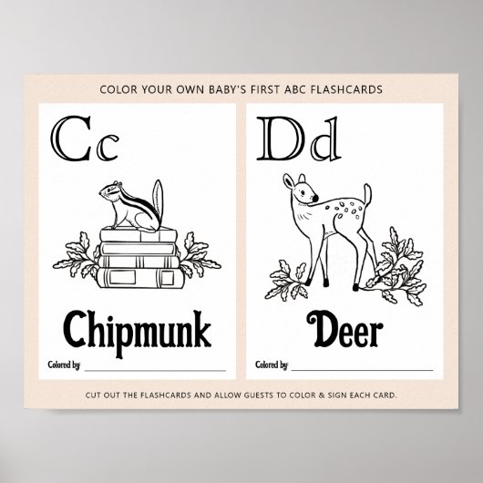 ABC Flashcards Baby Shooting Coloring Activity She Poster (Vorne)