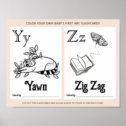 ABC Flashcards Baby Shooting Coloring Activity She Poster (Vorne)
