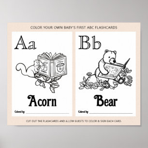 ABC Flashcards Baby Shooting Coloring Activity She Poster