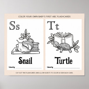 ABC Flashcards Baby Shooting Coloring Activity She Poster