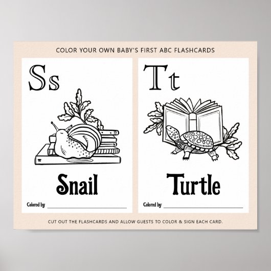 ABC Flashcards Baby Shooting Coloring Activity She Poster (Vorne)