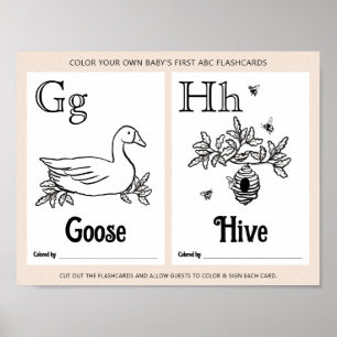 ABC Flashcards Baby Shooting Coloring Activity She Poster