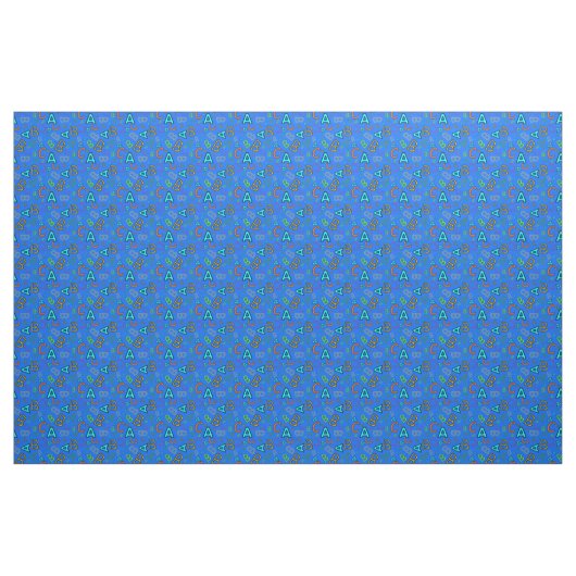 ABC Fun Learning Pattern auf Blue Stoff (Yard (91,4 cm))