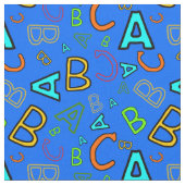 ABC Fun Learning Pattern auf Blue Stoff (Nahaufnahme)