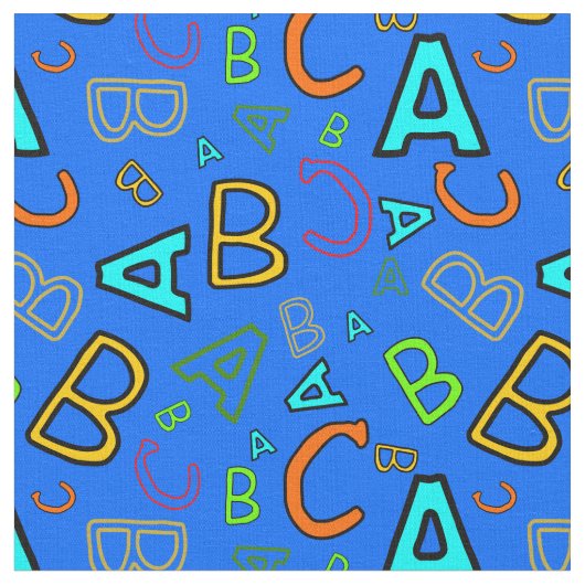 ABC Fun Learning Pattern auf Blue Stoff (Nahaufnahme)