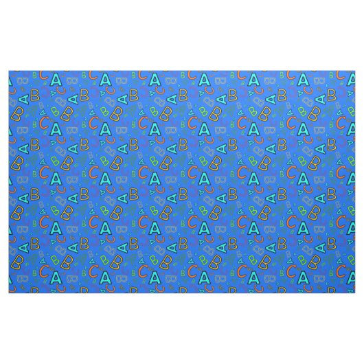 ABC Fun Learning Pattern auf Blue Stoff (Fat Quarter (45,7 x 55,9 cm))