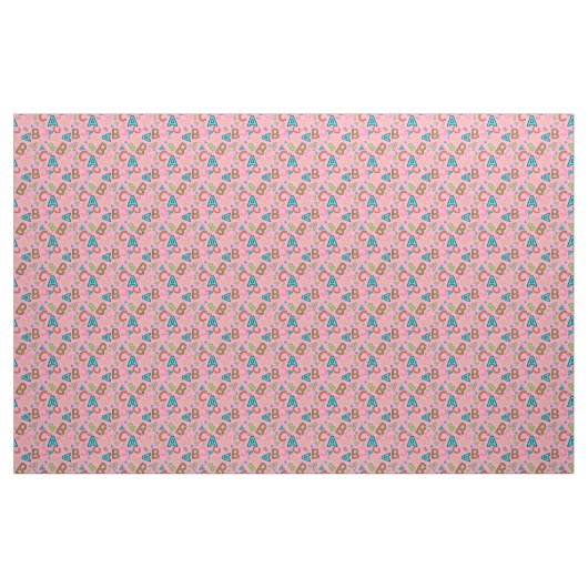 ABC Fun Learning Pattern auf rosa Stoff (Yard (91,4 cm))